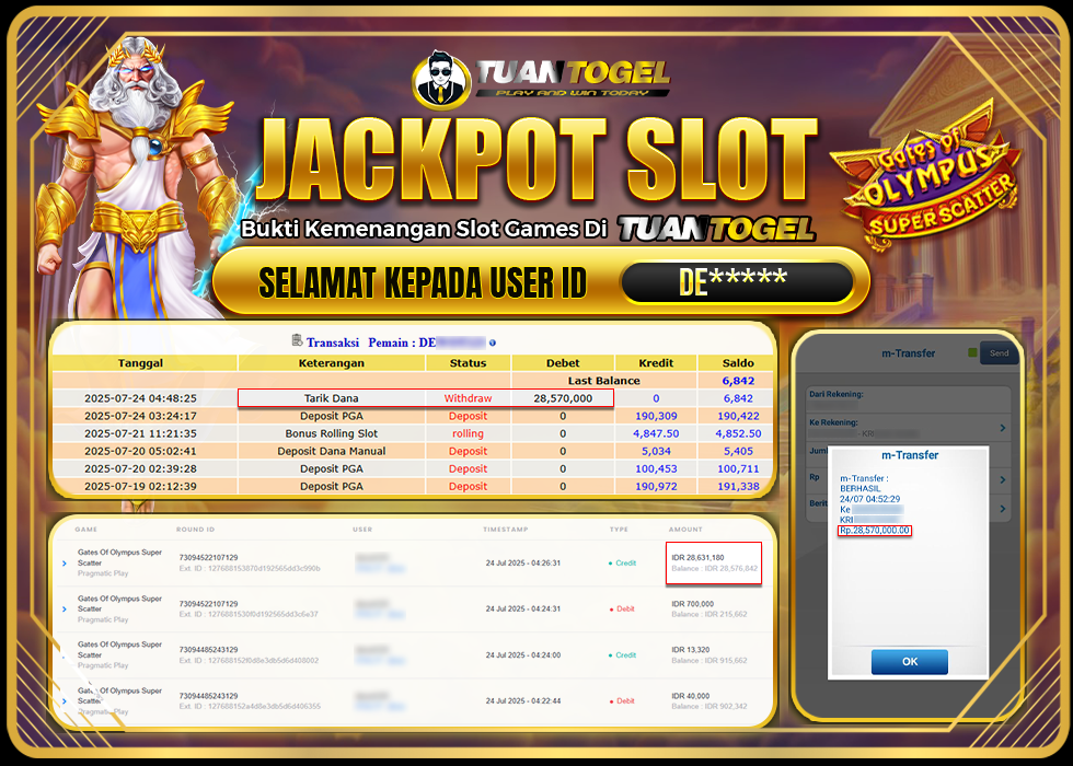 TUANTOGEL JACKPOT SLOT GATES OF OLYMPUS SUPER SCATTER Rp28.570.000, - LUNAS